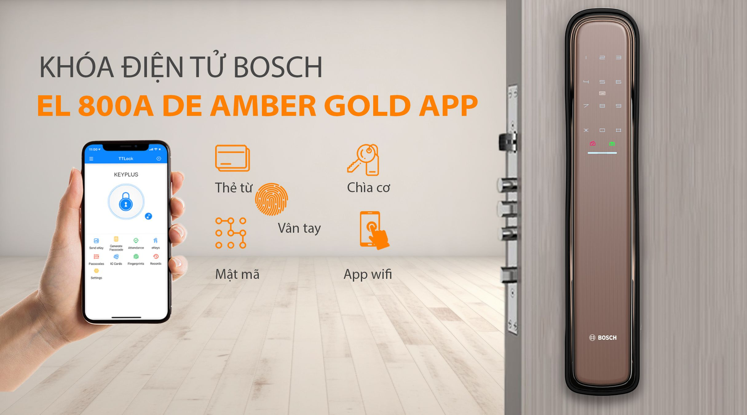 Cách mở khóa BOSCH EL 800A DE Vàng hổ phách APP